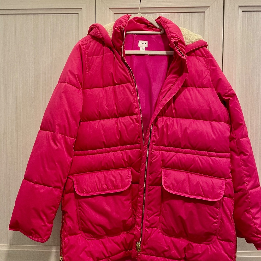 J CREW Puffer Coat - Pink sz LG
